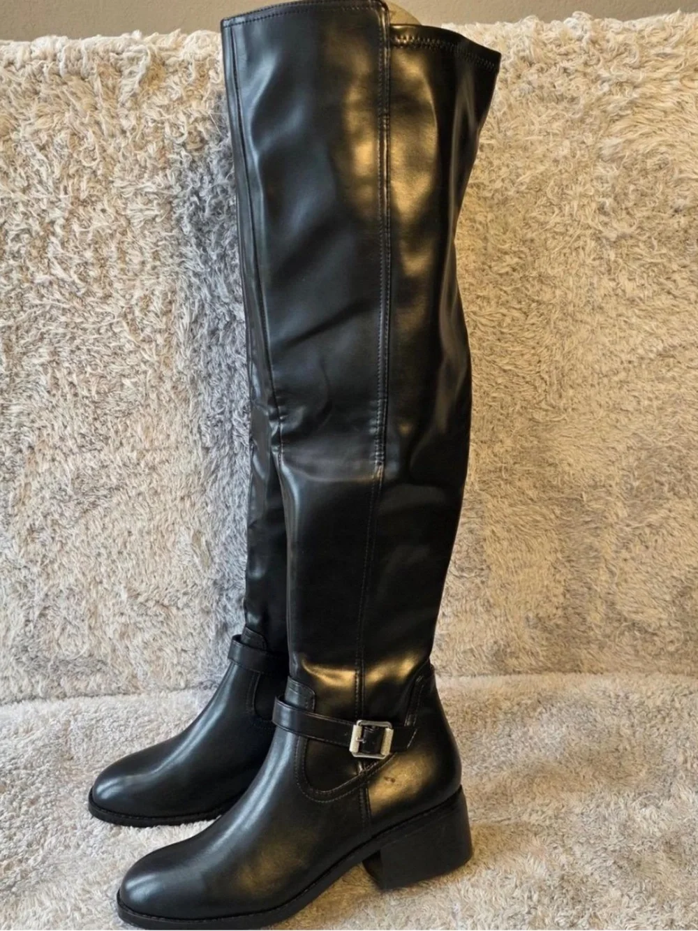 Dolce Vita Black Over-the-Knee Buckle Riding Boot
